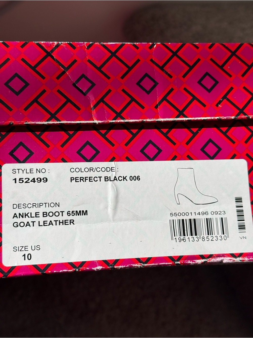 Tory Burch Black Leather Mid-Heel Booties with Signature Logo Size 10 - Picture 6 of 11